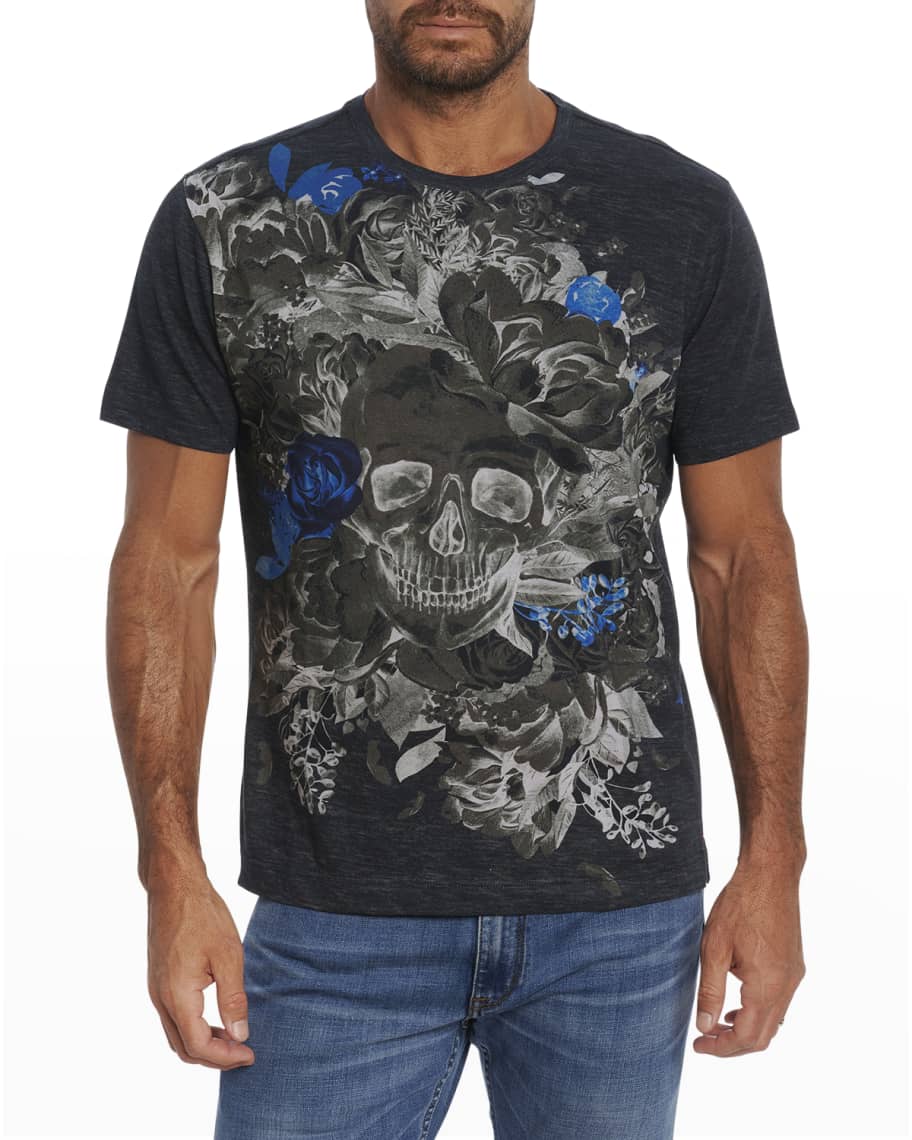 Robert Graham Men's Typhoon Floral Skull Graphic T-Shirt | Neiman Marcus