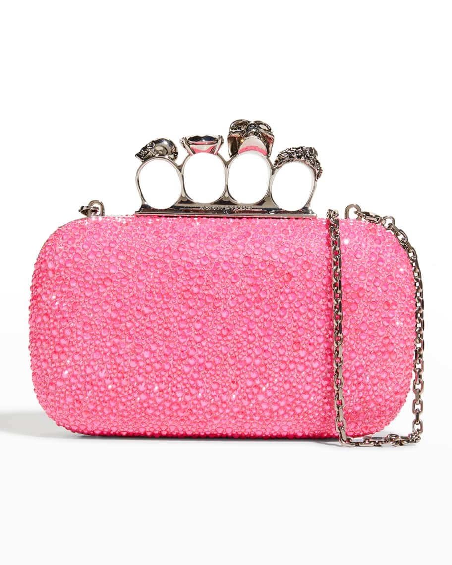 Alexander McQueen Skull Four Ring Sequin Clutch Bag | Neiman Marcus