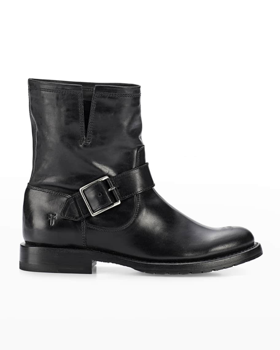 Frye Natalie Leather Short Engineer Boots | Neiman Marcus