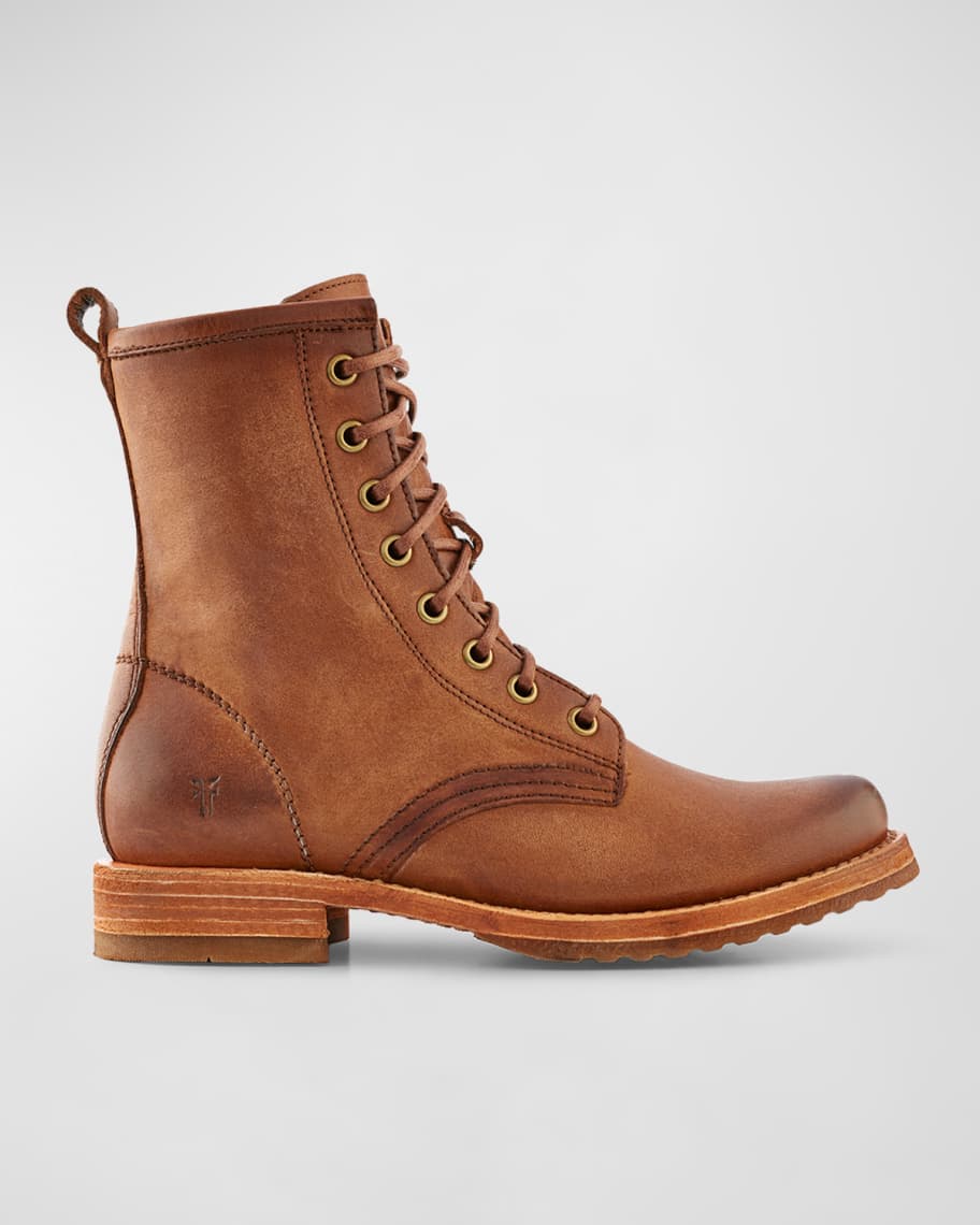 Frye Veronica Leather Combat Booties Neiman Marcus