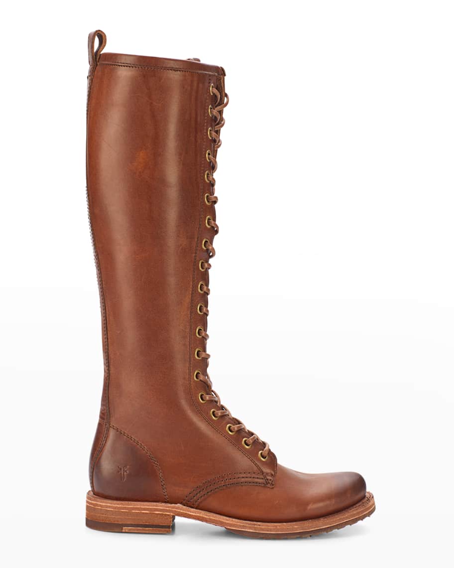 Frye Veronica Leather Tall Combat Boots Neiman Marcus