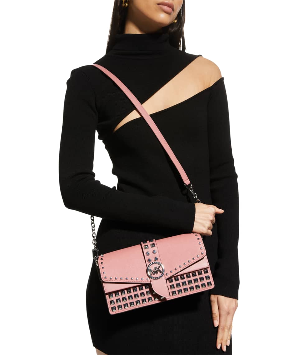 Michael Kors Women's Greenwich Extra-Small Logo Embossed Patent Leather Crossbody Bag - Black