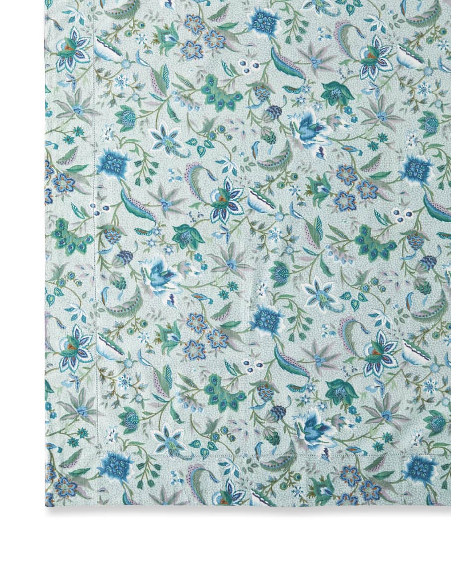 Handprint Kerala Aqua 72X108 Tablecloth Neiman Marcus