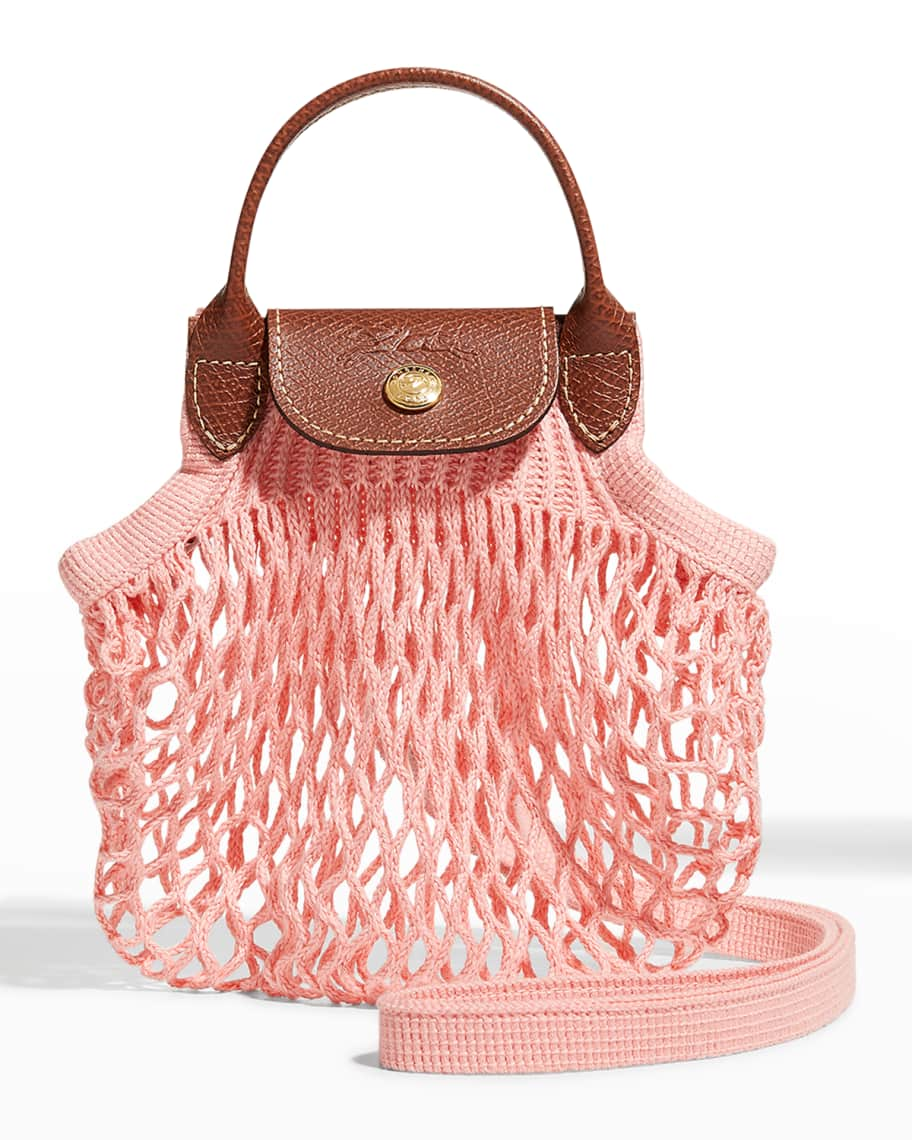 Longchamp Extra Small Le Pliage Leather Crossbody Bag in Pink