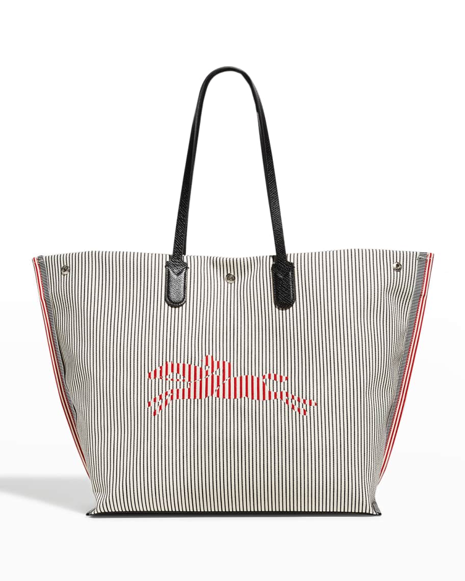 Longchamp Essential Raye Large Striped Logo Tote Bag | Neiman Marcus