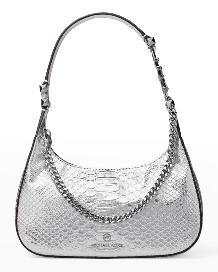 MICHAEL Michael Kors Piper Small Metallic SnakeEmbossed Pouchette