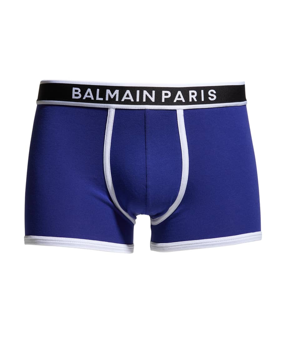 Balmain Men's Cotton-Stretch Logo Boxer Brief | Neiman Marcus