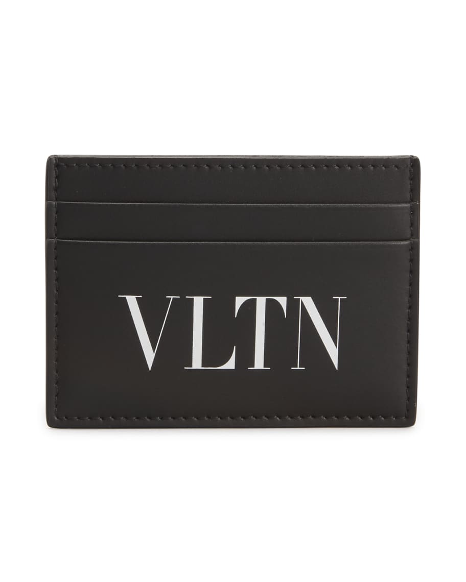 Valentino Men's VLTN-Logo Leather Card Holder | Neiman Marcus