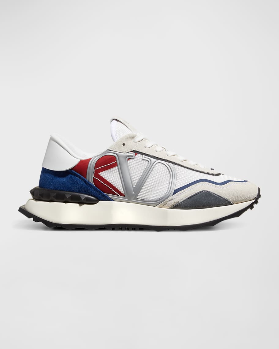 Valentino Garavani Men's V-Logo Fabric & Leather Low-Top