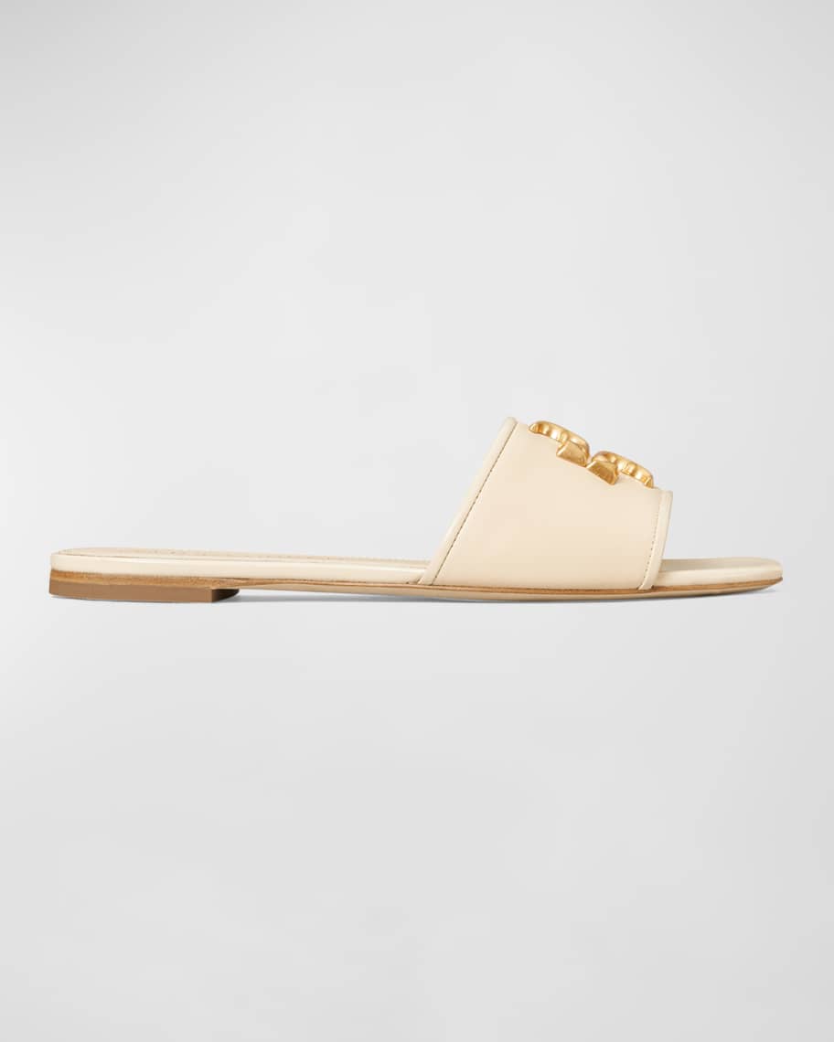 Tory Burch Eleanor Calfskin Medallion Flat Sandals | Neiman Marcus