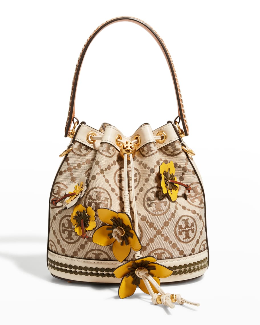 Tory Burch Mini T Monogram Denim Bucket Bag