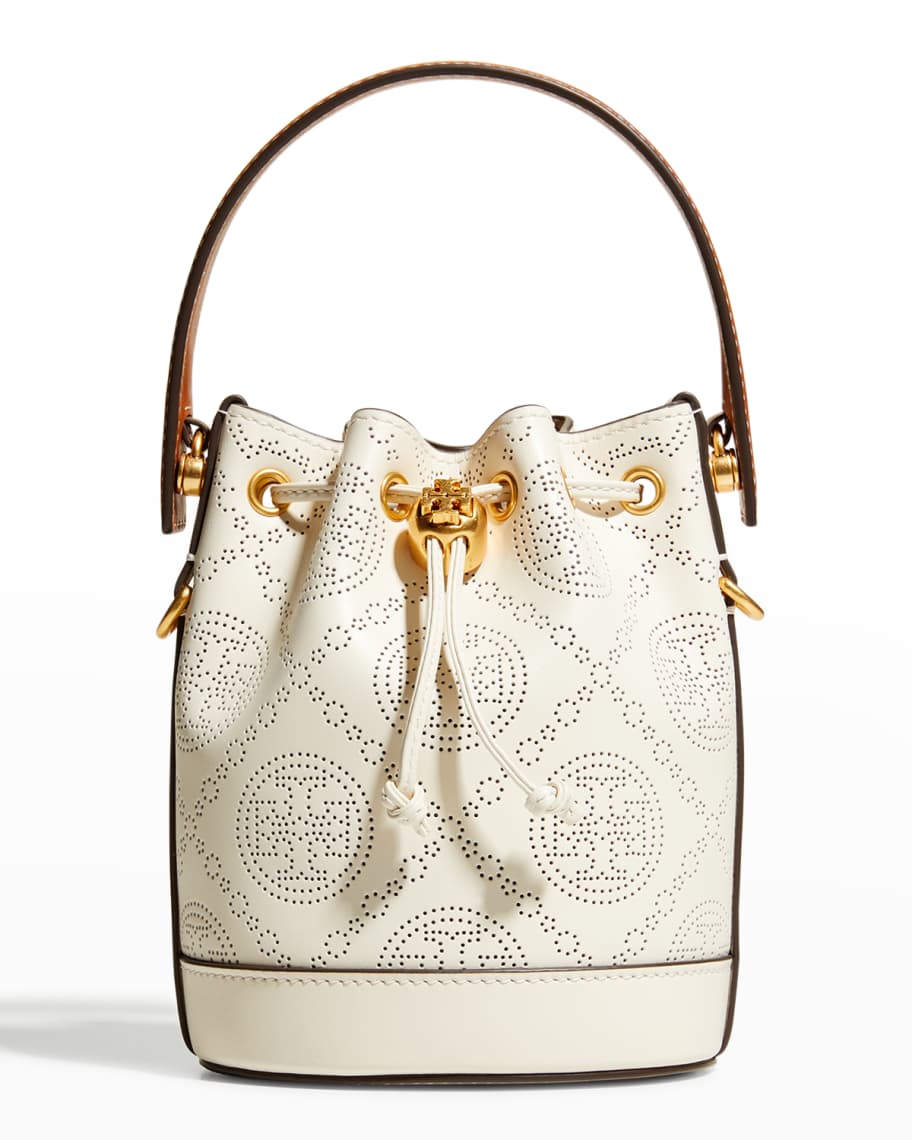 Tory Burch TMonogram Perforated Leather Mini Bucket Bag Neiman Marcus
