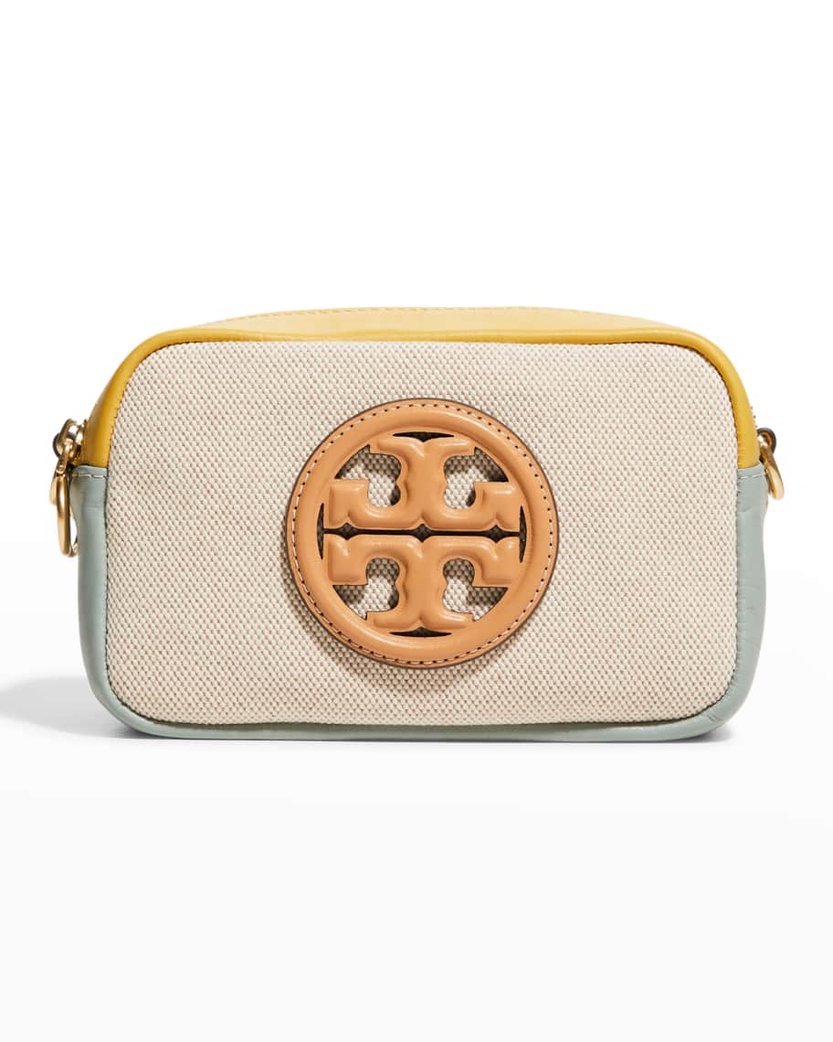 Tory Burch Women's Perry Natrual Canvas Leather Small Tote Handbag