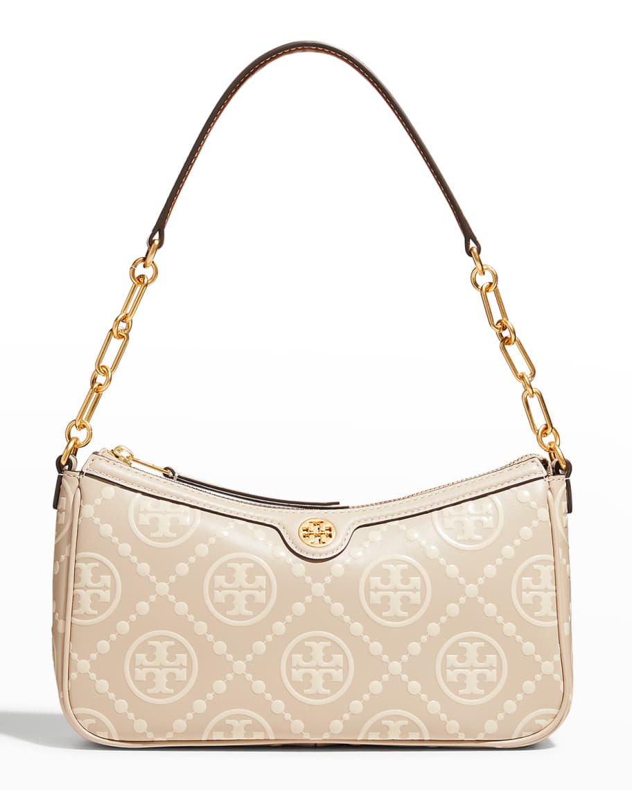 T Monogram Contrast Embossed Tote: Women's Designer Tote Bags