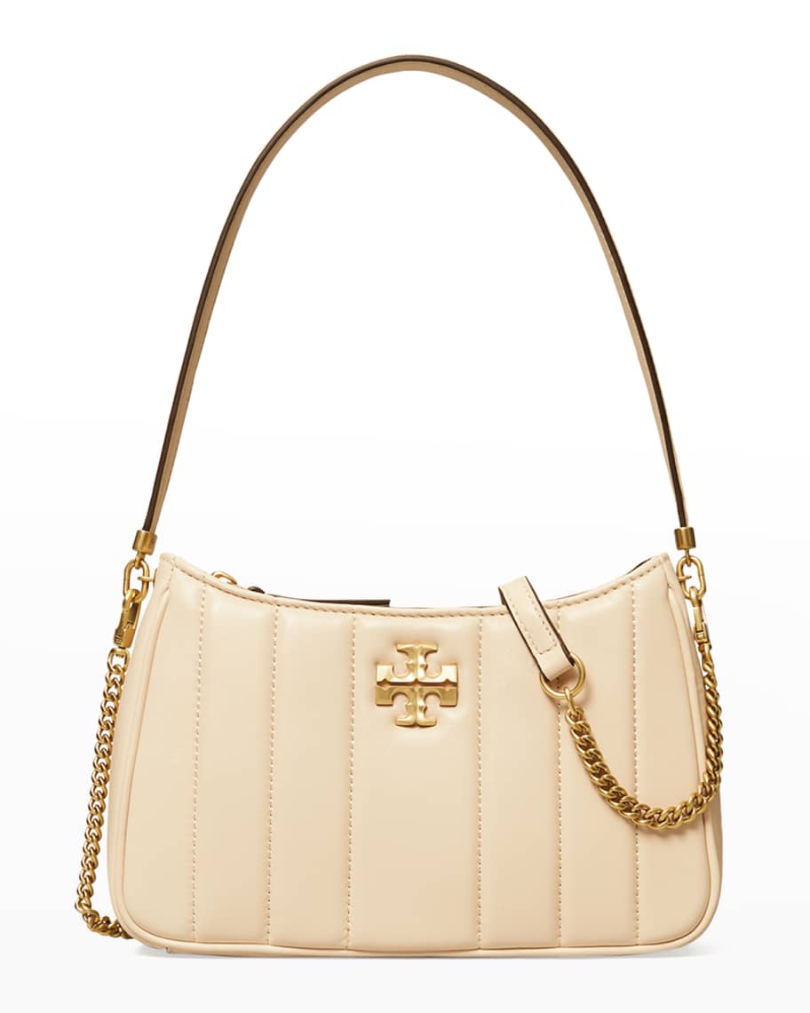 Kira of Tory Burch - Beige and gold colored quilted leather bag with flap  for women