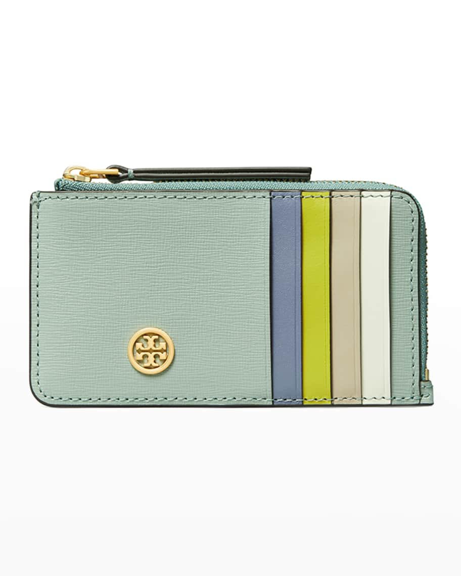 Tiffany T Zip Card Case in Neutral Colorblock Leather