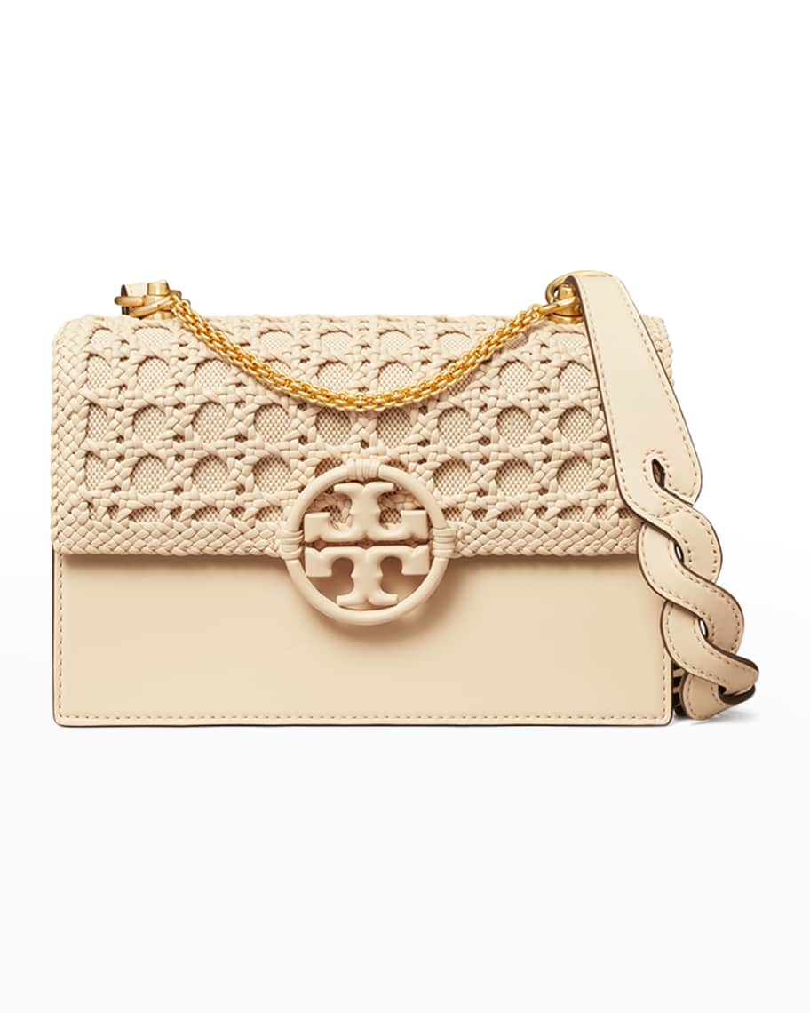 Tory Burch Miller Small Basketweave Flap Shoulder Bag | Neiman Marcus