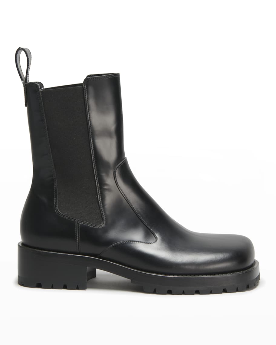 Dries Van Noten Men's Lugged Leather Chelsea Boots | Neiman Marcus
