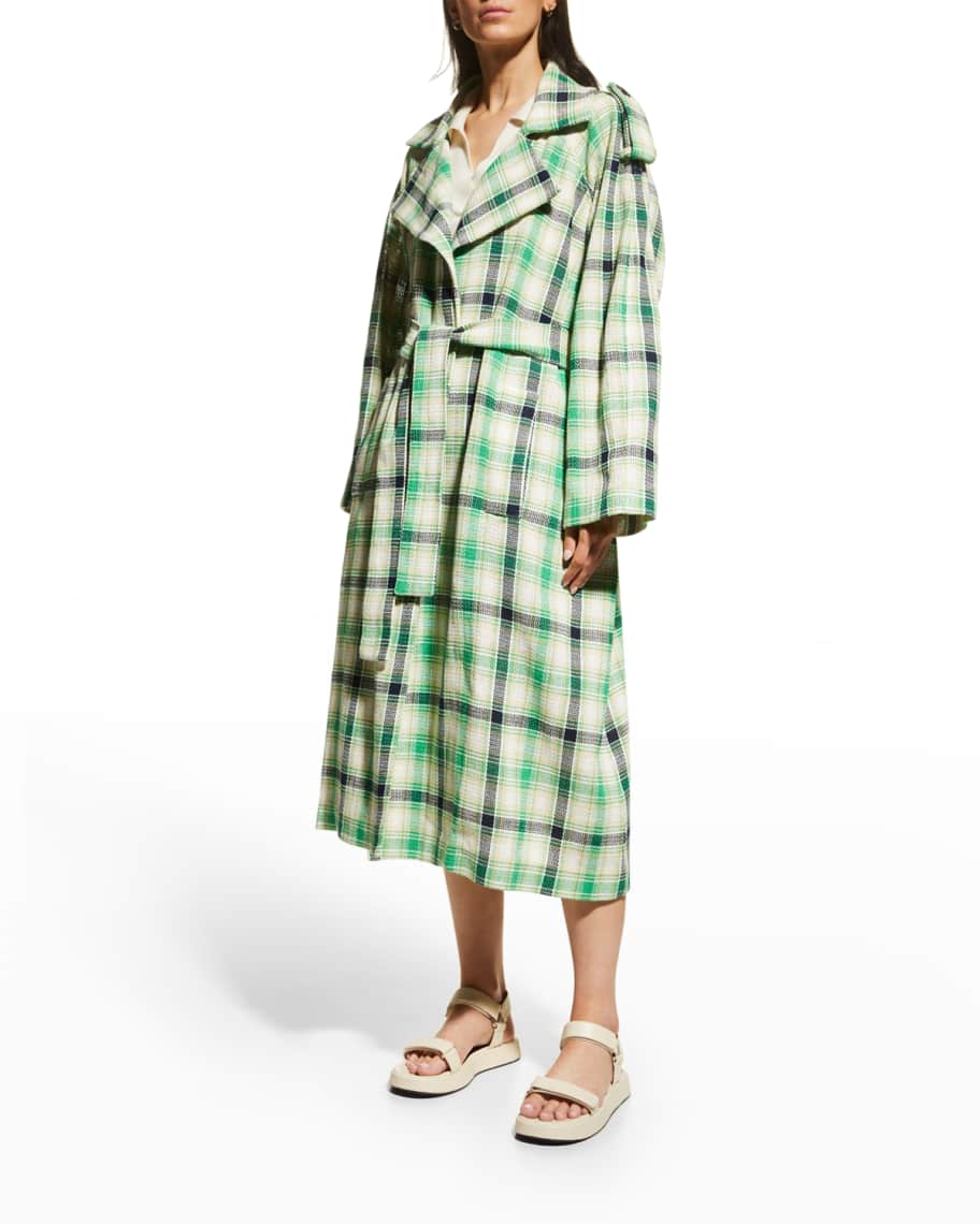 Tanya Taylor Annabelle Plaid Belted Trench Coat | Neiman Marcus