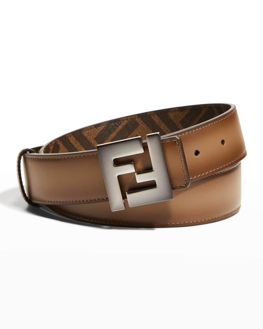 Fendi Men's Reversible Leather FF-Logo Belt | Neiman Marcus