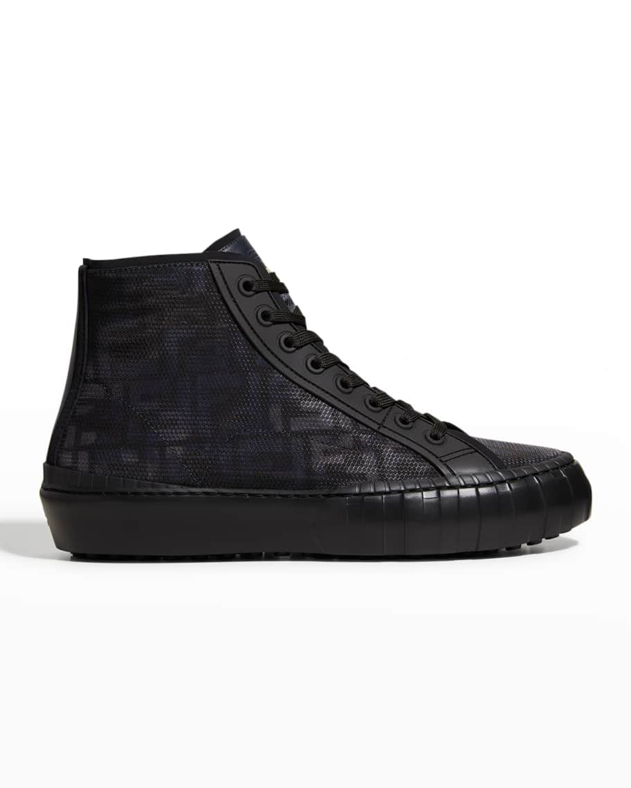 Fendi Men s Fendi Force FF Jacquard Fabric High Top Sneakers