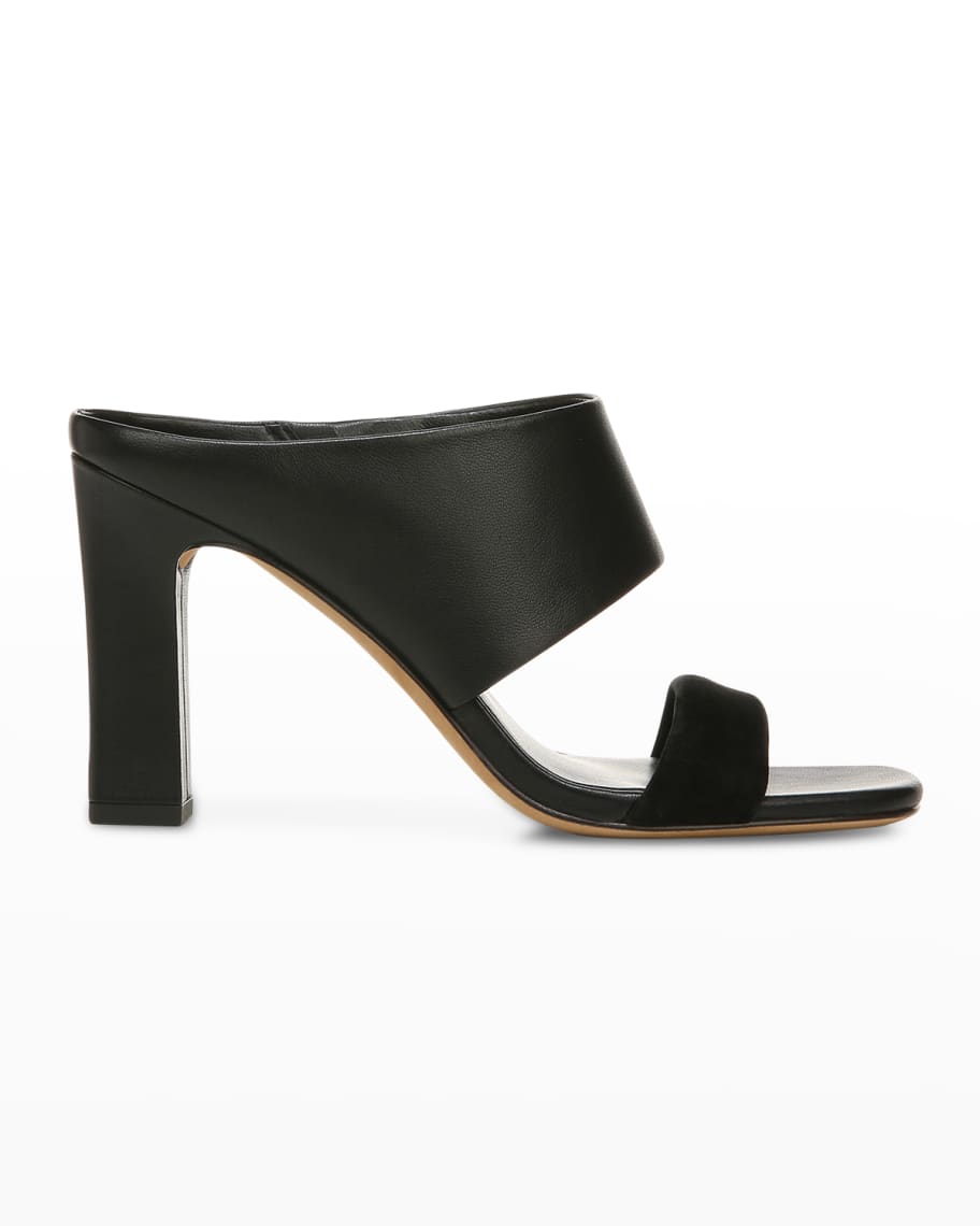 Vince Quinn Leather Two Band Mule Sandals | Neiman Marcus
