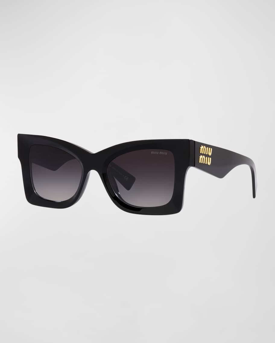 Miu Miu Logo Havana Acetate Butterfly Sunglasses | Neiman Marcus