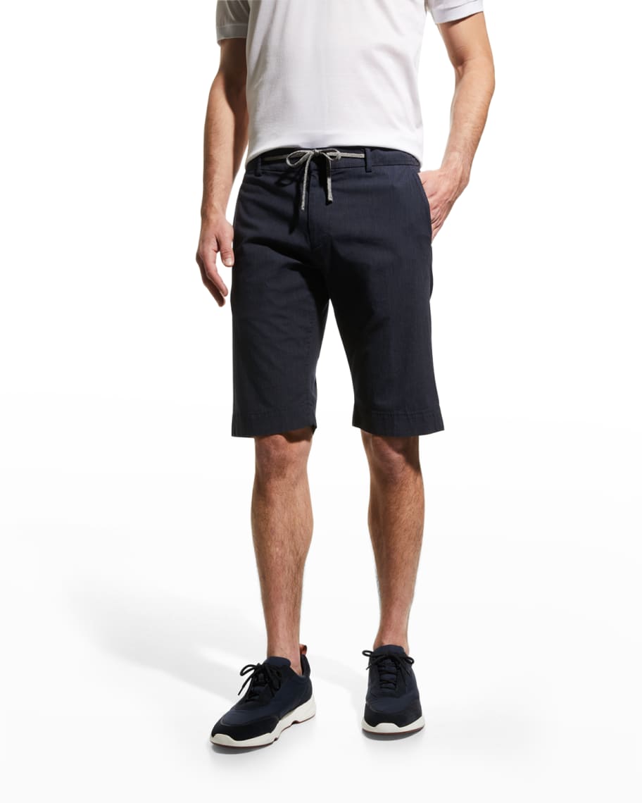 Canali Men's Cotton-Stretch Jogger Shorts | Neiman Marcus