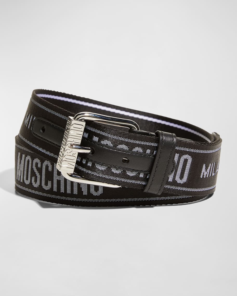 Moschino Men's Webbed Logo Belt | Neiman Marcus