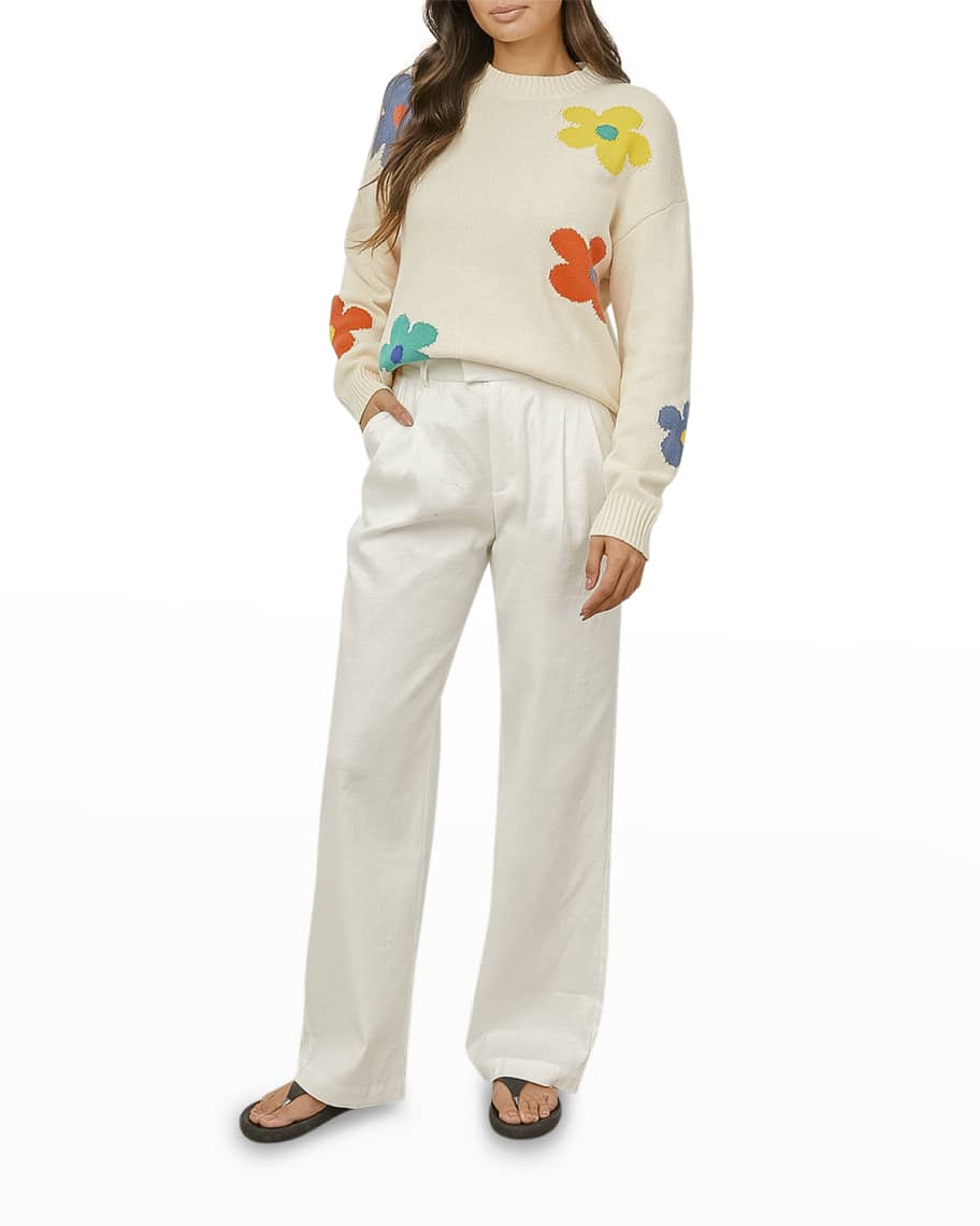 Rails Perci Crewneck Floral Drop-Shoulder Sweater | Neiman Marcus