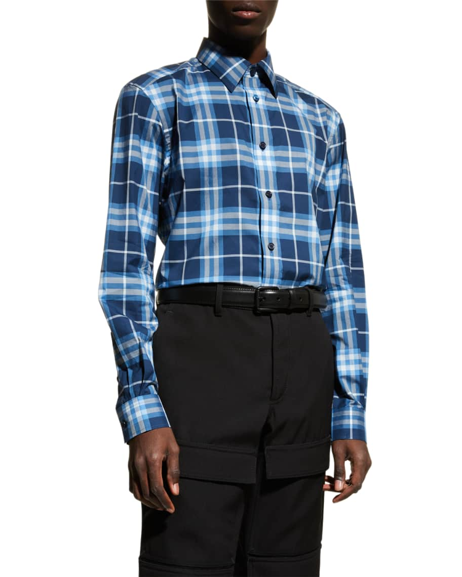 Burberry Men's Caxton Medium-Check Sport Shirt | Neiman Marcus