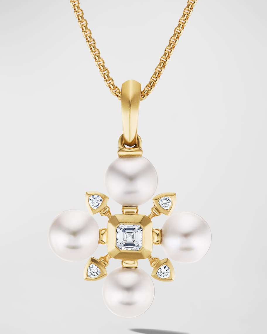 David Yurman Renaissance Pearl Necklace in Yellow Gold with Diamonds | Neiman Marcus David Yurman Renaissance Pearl Necklace in... 