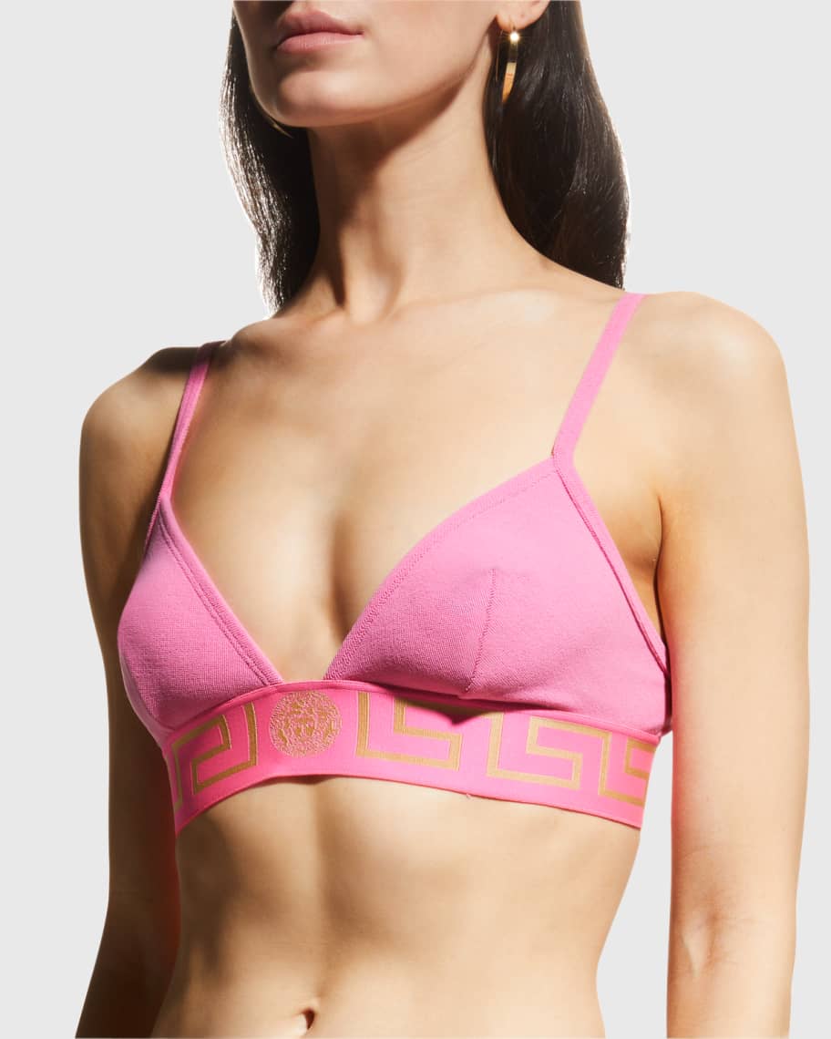 Greca high-rise bikini bottoms in pink - Versace