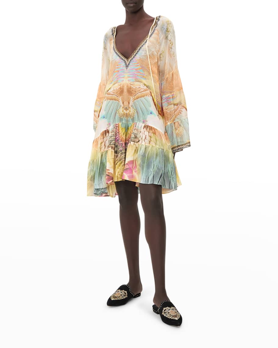 Camilla Tiered Animal-Print Dress | Neiman Marcus