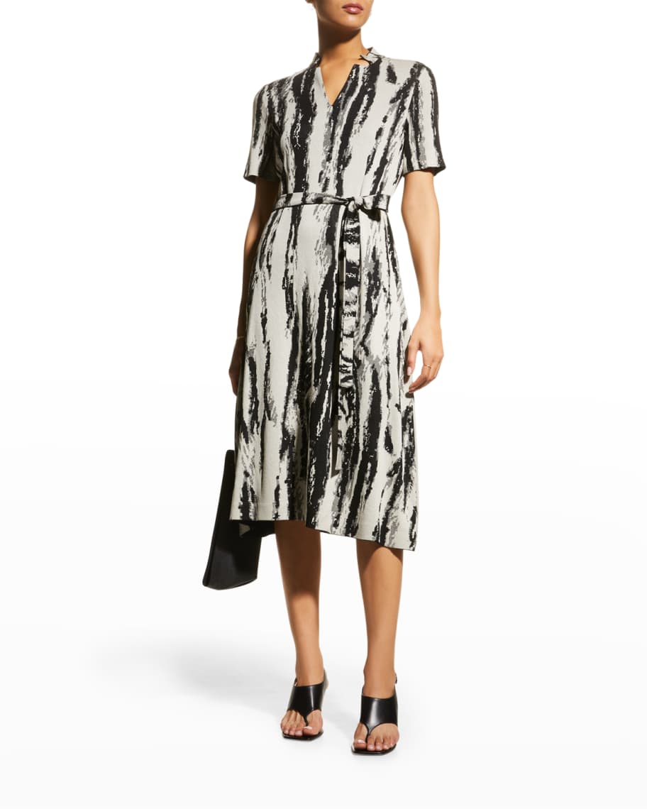 Misook BrushstrokePrint Knit Dress Neiman Marcus