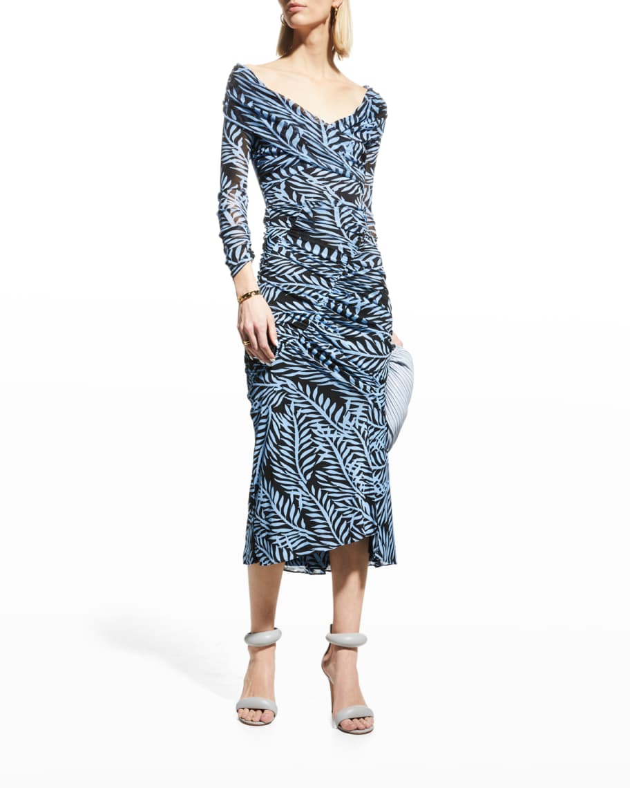 Diane von Furstenberg Ganesa Ruched Off-Shoulder Dress | Neiman Marcus