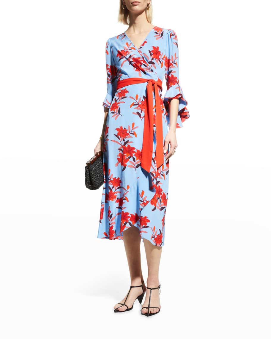 【Diane von Furstenberg】 Timmyプリントミディドレス Diane von Furstenberg Timmy ruched floral-print jersey midi