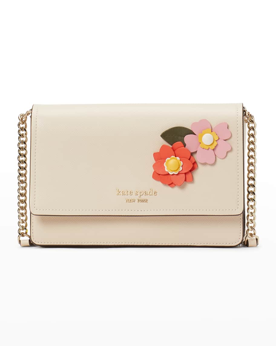kate spade new york flower flap leather chain wallet | Neiman Marcus