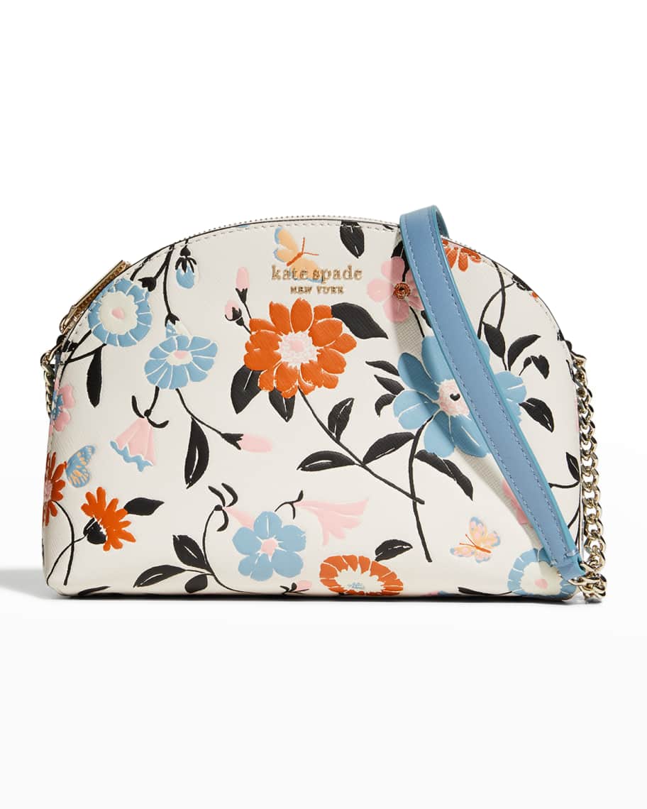 kate spade new york spencer floral garden-embossed double-zip crossbody bag  | Neiman Marcus