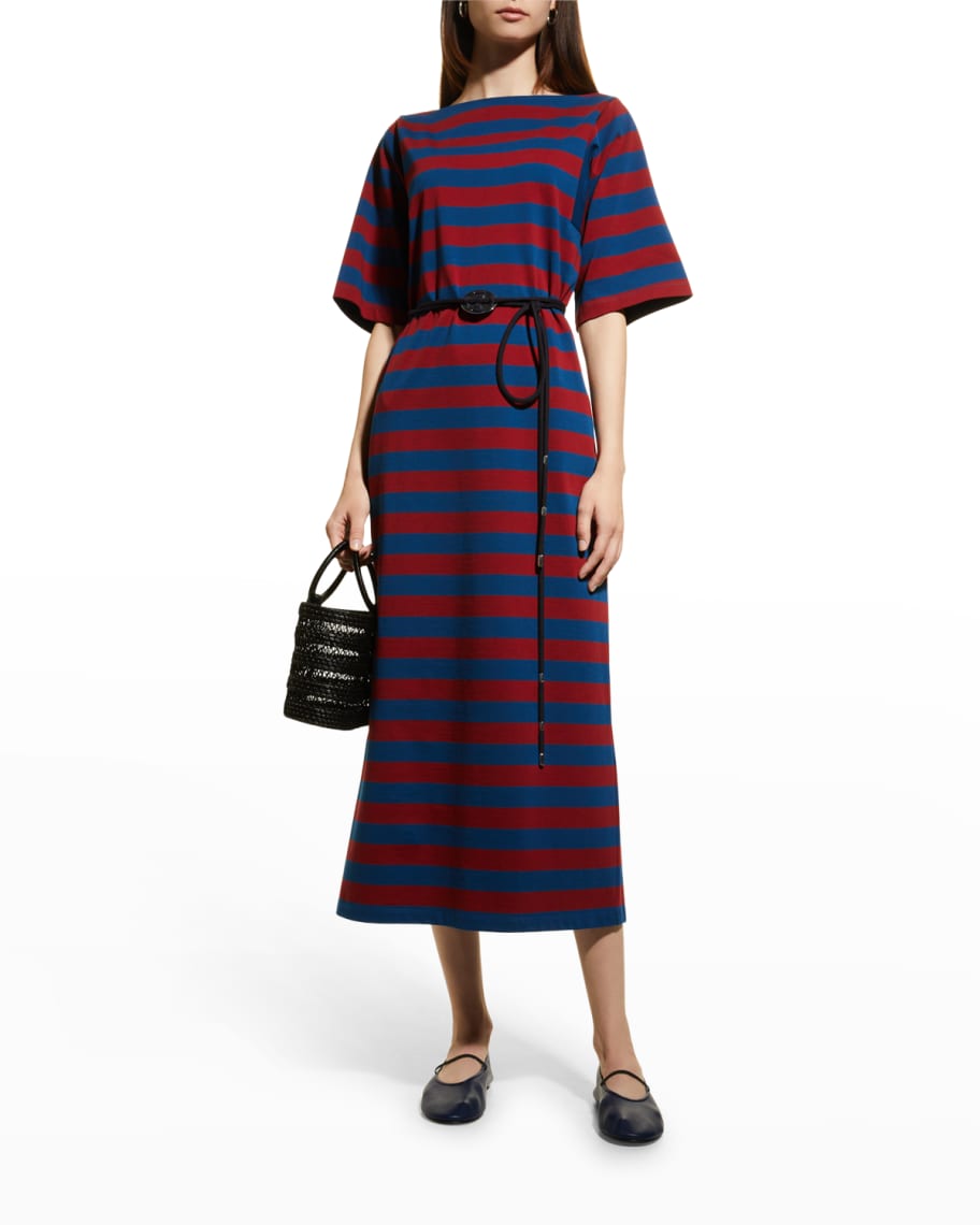 Tory Burch Belted Striped Jersey Dress | Neiman Marcus