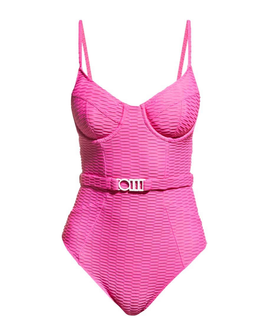 Solid and striped belted one piece sales