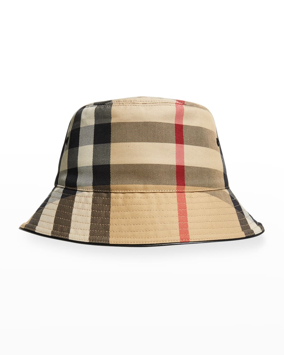 Reversible Icon Stripe Cotton Bucket Hat in Archive Beige/black