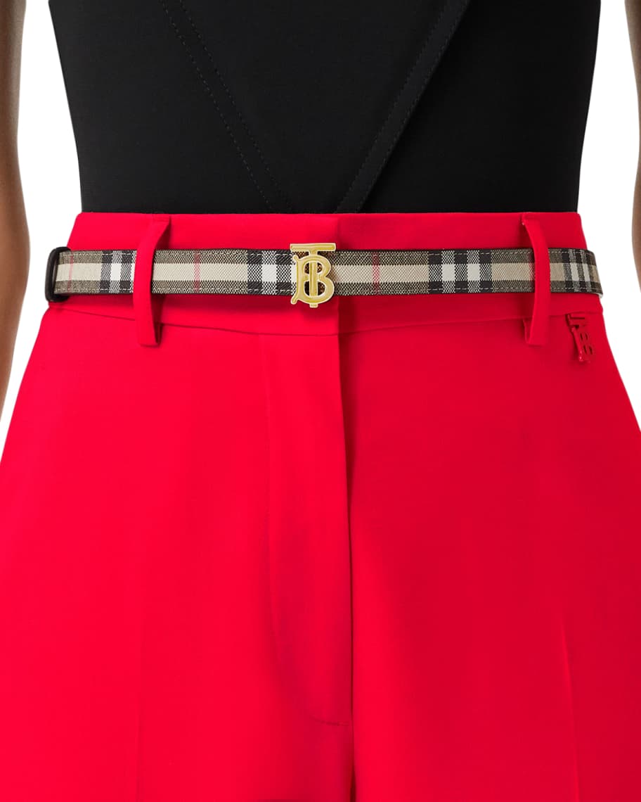 Burberry TB Reversible Vintage Check Leather Belt Neiman Marcus
