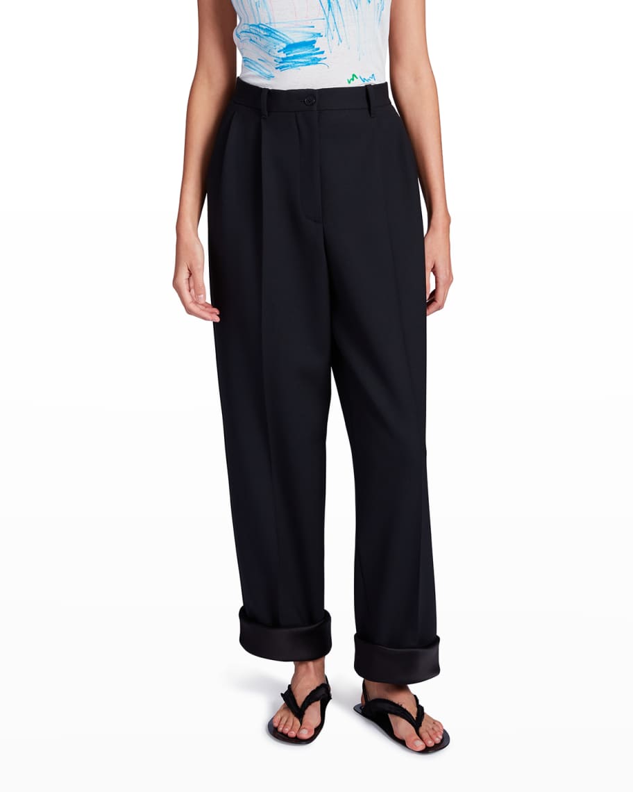 THE ROW Cassandro Wide-Leg Wool Pants | Neiman Marcus