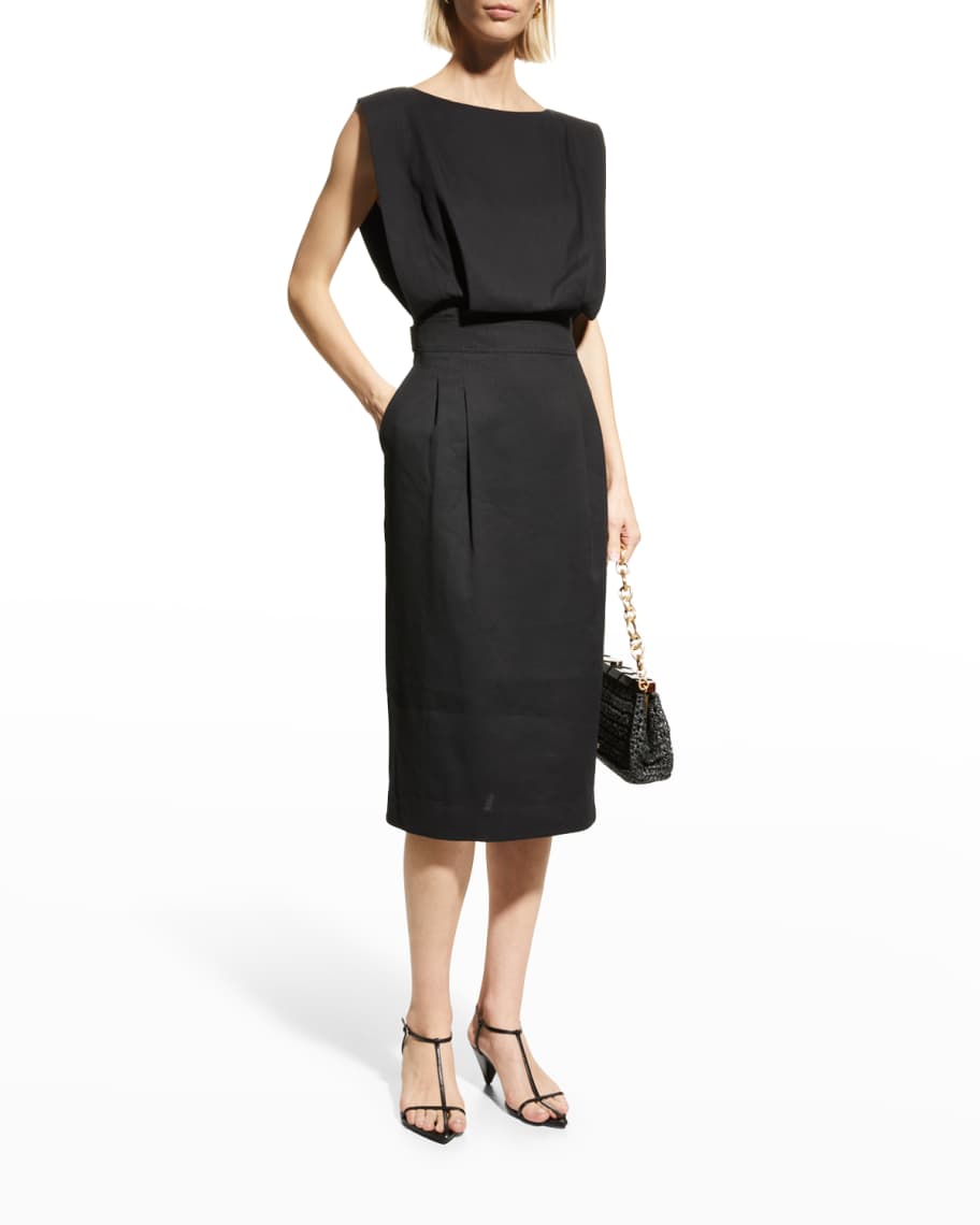Lafayette 148 New York Sleeveless Blouson Midi Dress | Neiman Marcus