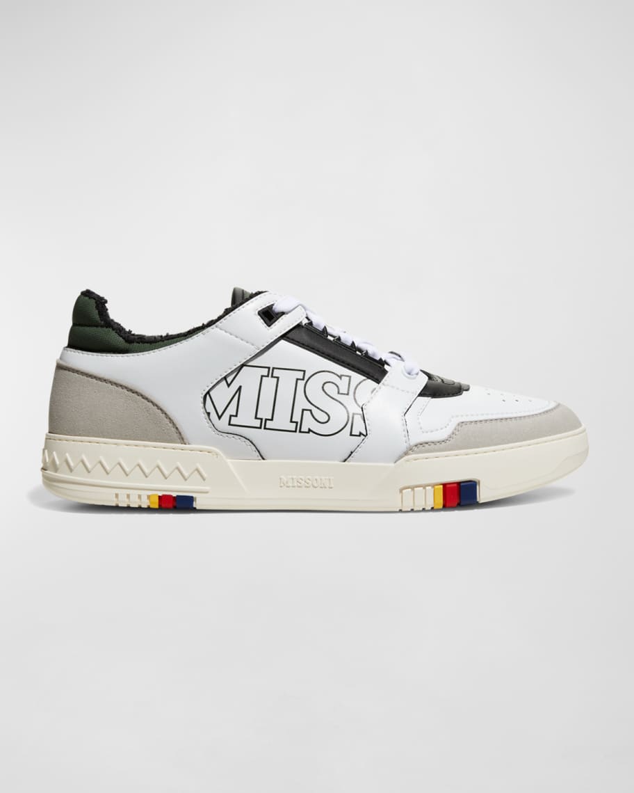 ACBC SRL x Missoni Men's 90's Basket Logo Leather Sneakers | Neiman Marcus