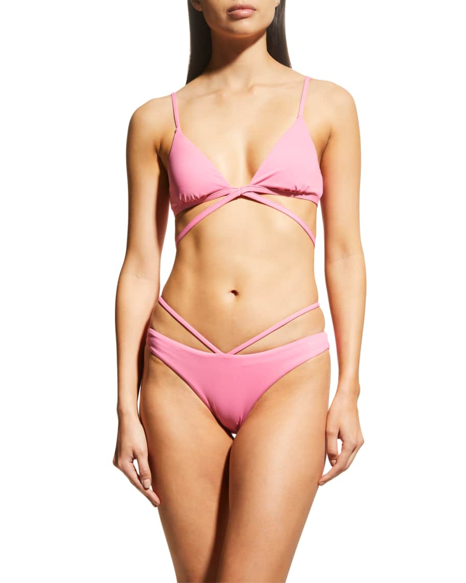 JOHNNY WAS Flamingo Triangle Bralette Swim Top & Hipster Swim