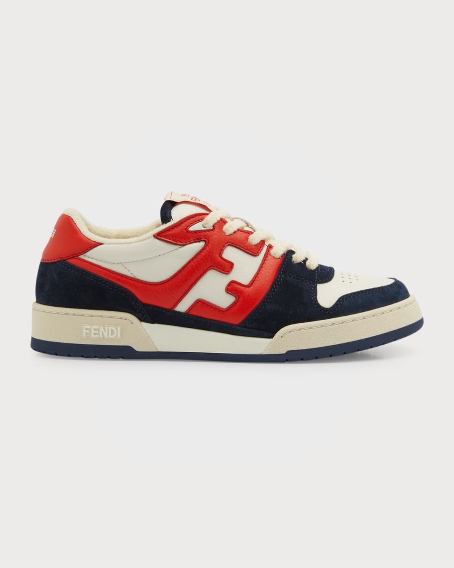 Fendi FF Mixed Leather Low-Top Sneakers | Neiman Marcus