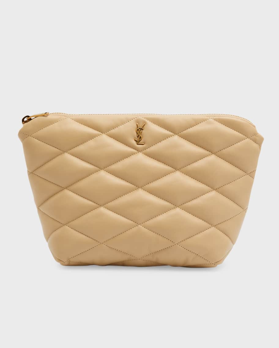 Yves Saint Laurent Beaute YSL beige Makeup Bag Pouch case clutch