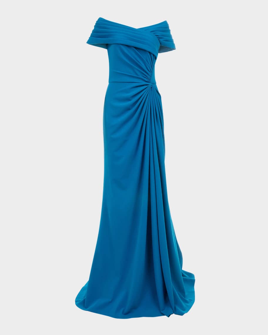 Tadashi Shoji Ruched Off Shoulder Gown Neiman Marcus